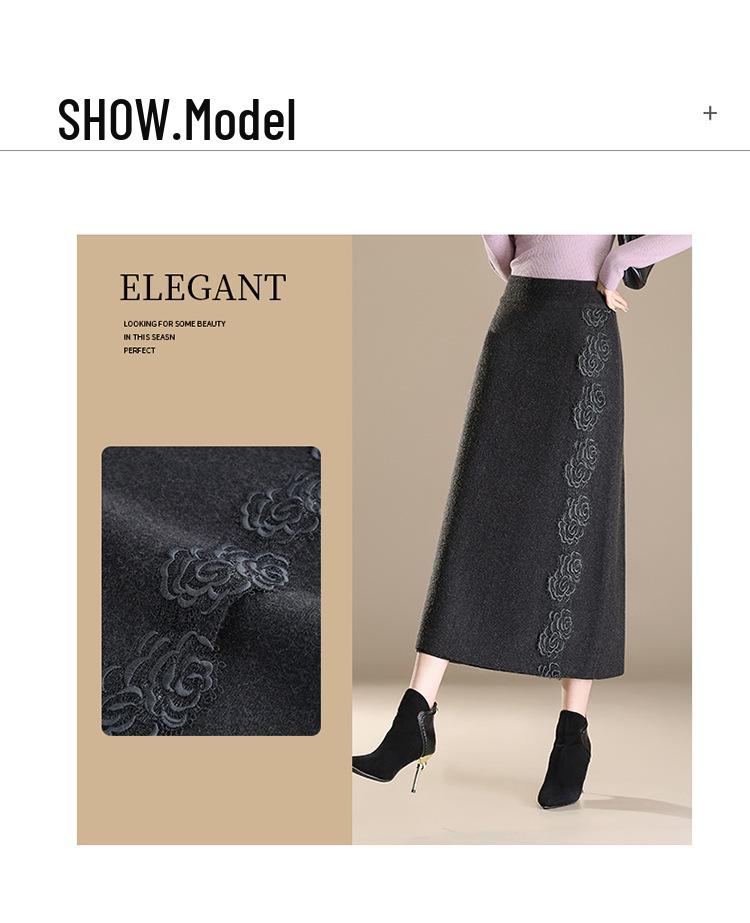 2026 Peony Lace Stretchy Knit Midi Bodycon Skirt