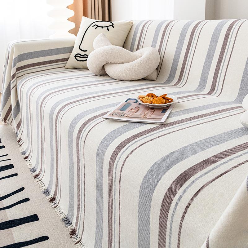 Chenille Striped Full Cover Sofa Cover Simple Modern Light Luxury Four Seasons Universal Sofa Cover Cloth All-Inclusive Line Blanket