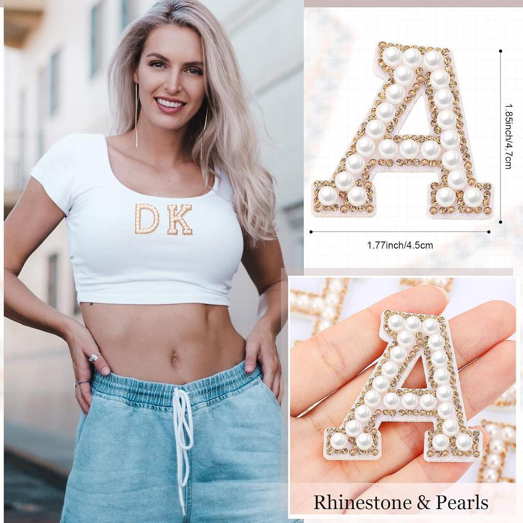 Self-Adhesive Pearl Rhinestone Letter Stickers: 26 DIY Jewelry & Clothing Accessories