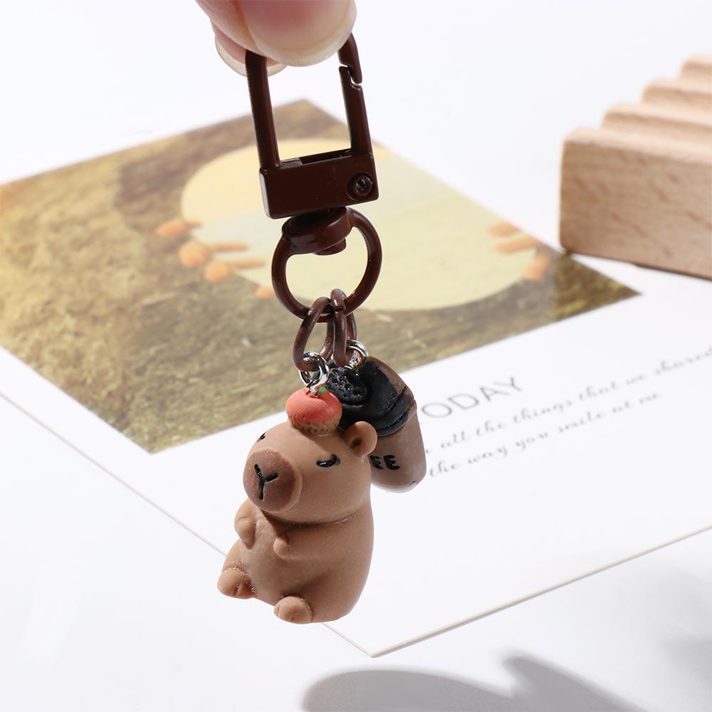 Resin Capybara Phone Pendant Trinket Capybara Car Key Ring Kapibala Key Chain  Couple Friend Family