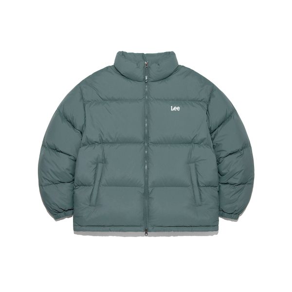 Lee Korean Style Letter Stand Collar Double Zipper Short Down Jacket Unisex Outerwear LE2504DP01TU