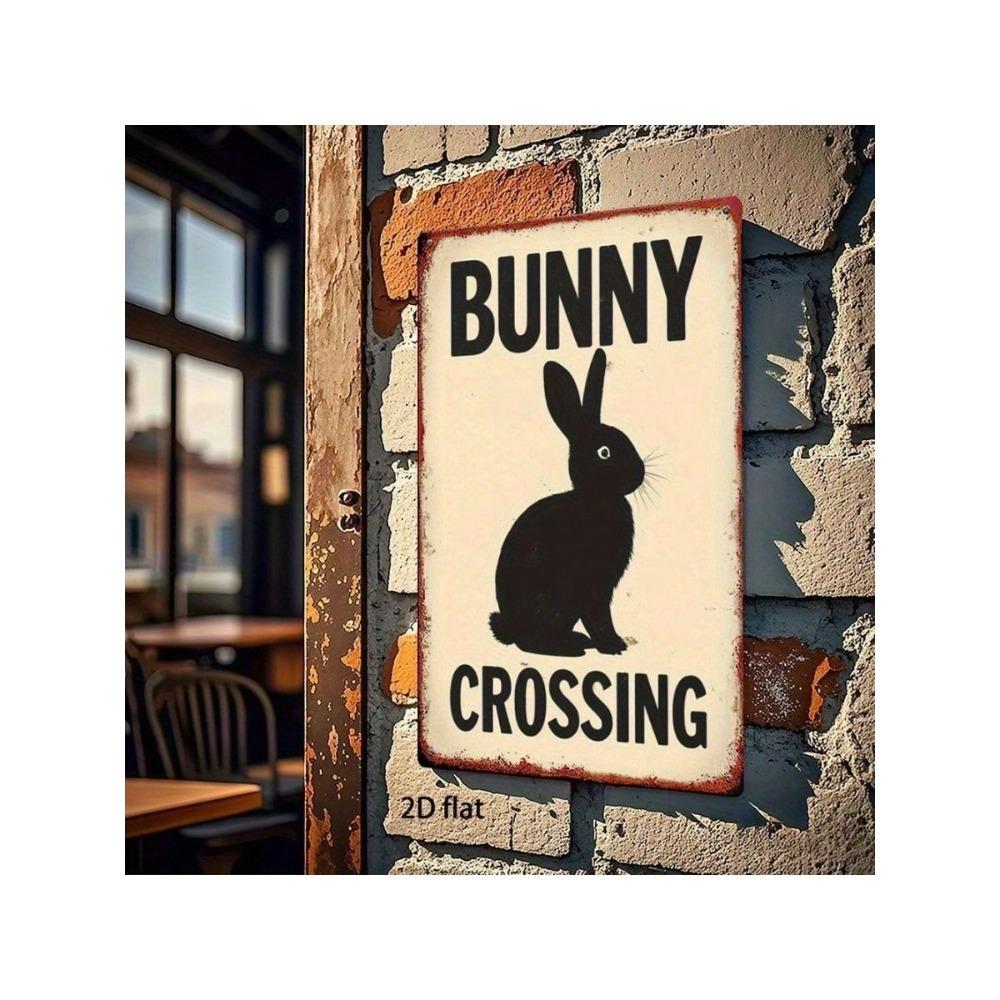 Art Mural Lapin Métal Vintage Panneau de Jardin Décor Extérieur