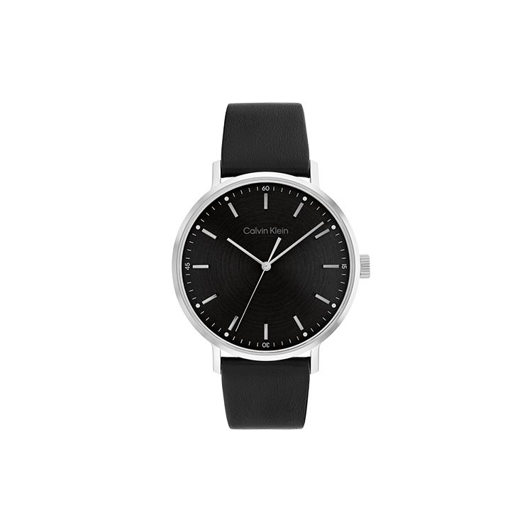 Calvin Klein Quartz Watch Leather Strap 42mm Black Dial Men watches 25200050 Regular Watch Box,Black Dial 25200050