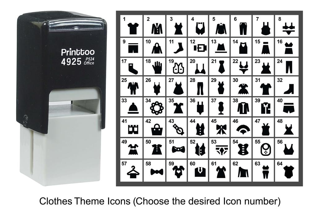 Printtoo Clothes Theme Icons Rubber Stamp Self Inking Stamper 24 Mm