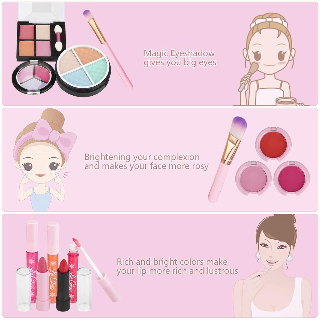 AstarX 23-Piece Makeup Toy Set for Kids, Realistic Washable Cosmetics, Safe and Non-Toxic, Beauty Set for Parties, Games, Halloween, Christmas, and