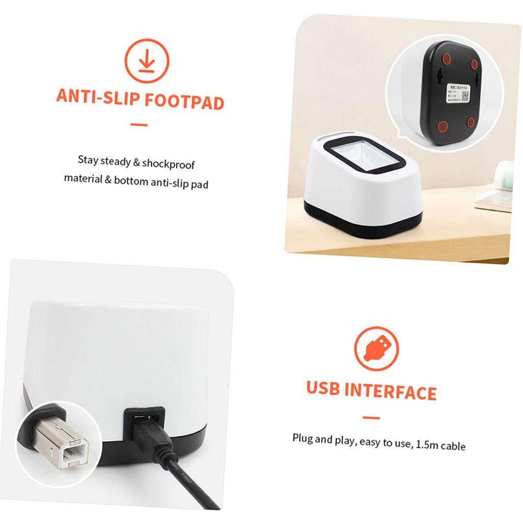 Wired Bar  Scanner USB Versatile Scanning Scan QR   1D 2D   Reader for Supermarkets Stores White