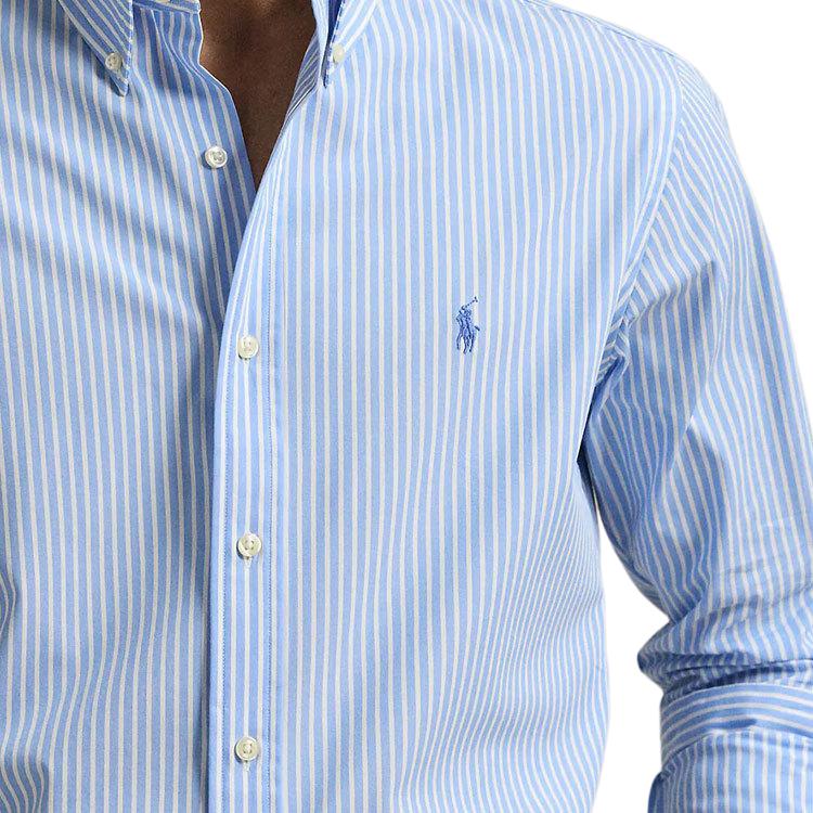 Polo Ralph Lauren Logo Striped Slim Fit Long Sleeve Shirt Men shirts Blue 710929346-016