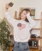 KIRSH Cherry Usa Heart Applique Loose Fit Sweatshirt [White]
