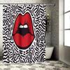 Hippie Lip Print Shower Curtain Waterproof Bathroom Decor Modern Design Black White Red Pattern 3D Printed Fabric Shampoo Bottle