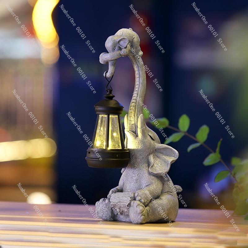New Solar Lighting Fixtures, Courtyard and Garden Decorative Ornaments, Elephant Handicraft Lights for Lawn and Balcony