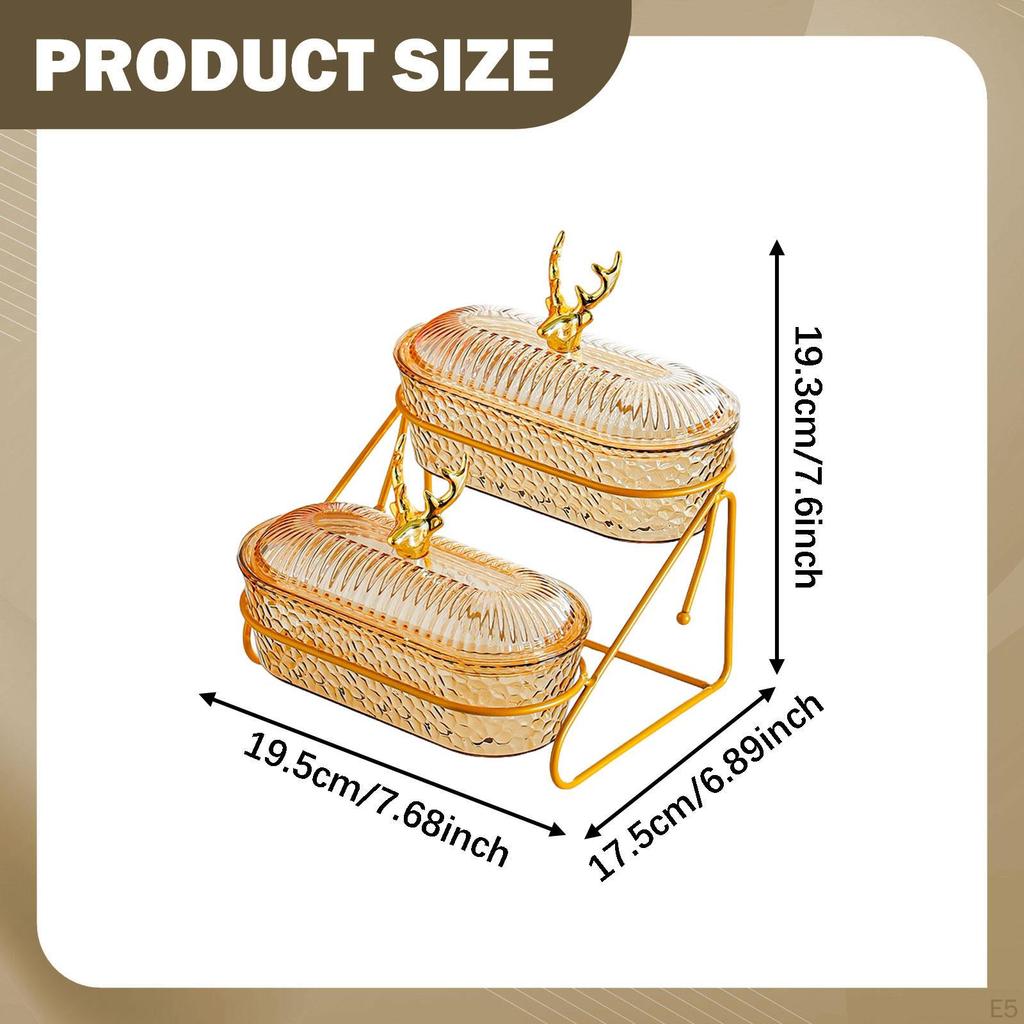 Fruit Basket Appetizer Platter 2 Tier Elegant Countertop Organizer Bowl Tiered Serving Tray