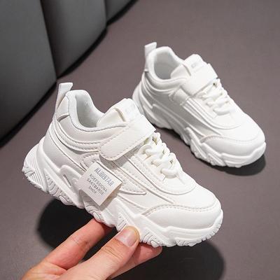 2024 Neue Vielseitige Weiche Atmungsaktive Klettverschluss Weiße Jungen und Mädchen Kinder Sneaker Niedlicher Koreanischer Stil Uniform Schulschuhe