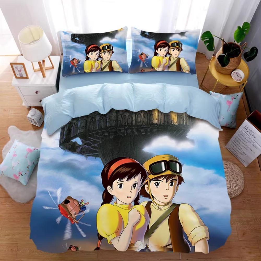 Comic Hayao Miyazaki, Mikrofaser Bettwäschesets, Kinderbettwäsche mit Reißverschluss Raumdeko Bettbezug für Jugendliche Erwachsene 3-teilig