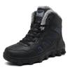 Northeast Herre Svarte Vanntette Sklisikre Høye Snøstøvler - Kuldebestandige, Slitesterke, Fløyelsforede, Bomullssko med Tykk Såle