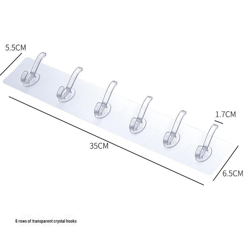 

Прозрачный настенный крючок для одежды с пятью рядами самоклеящихся элементов без перфорации 6-row coat hooks прозрачный