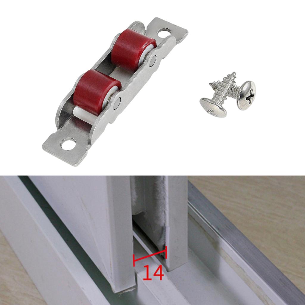 4Pcs Home Garden Door Sliding Roller Double Wheel Glass Door Sliding Rollers Push Pull Window Pulley Door Hardware