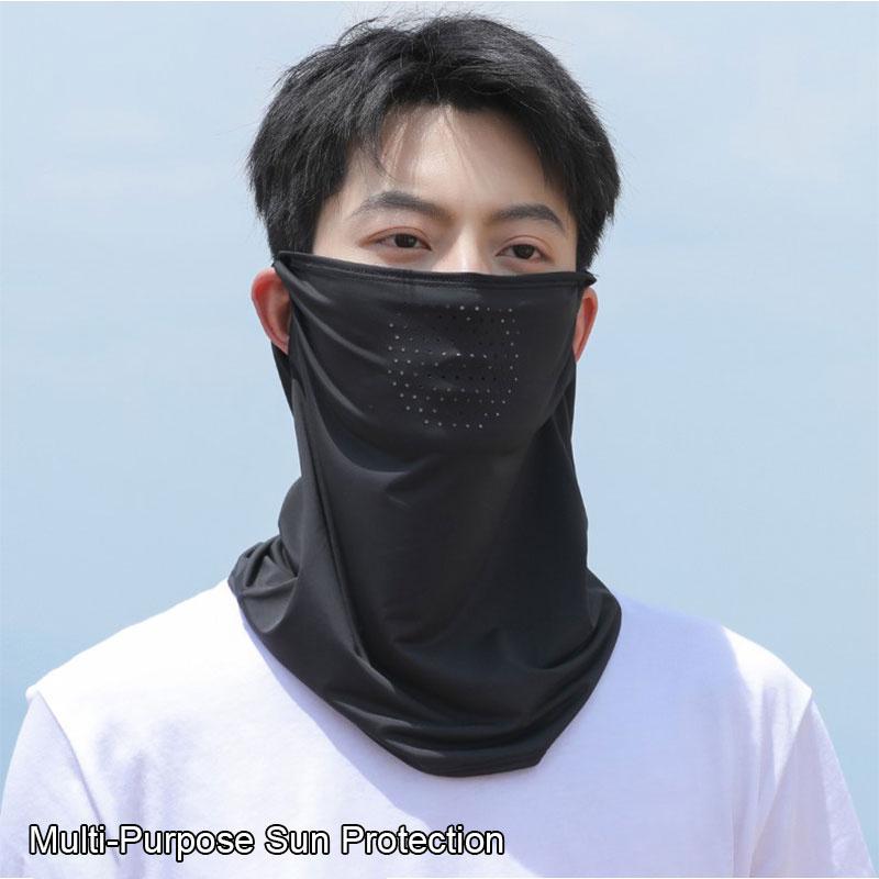 Ice Silk Sunscreen Face Mask With Ear Hooks - Unisex Summer Cycling Face Cover, Breathable Uv Shield For Face And Neck