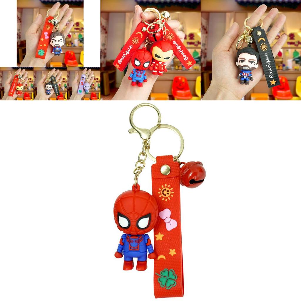 Adorable Marvel Cartoon Spiderman Couple Keychain Rubber Key Accessories