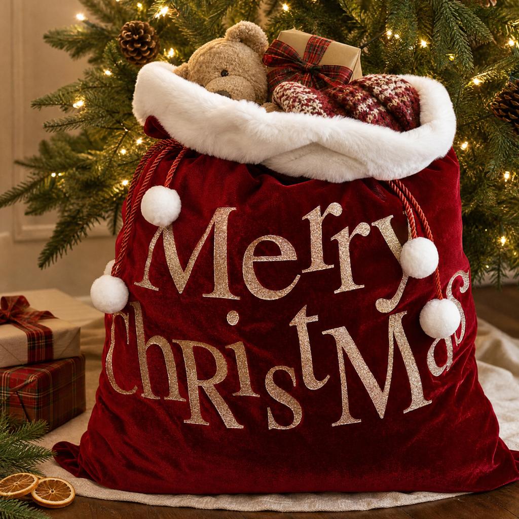 Velvet Christmas Gift Bags for, Holiday Party for Christmas Eve