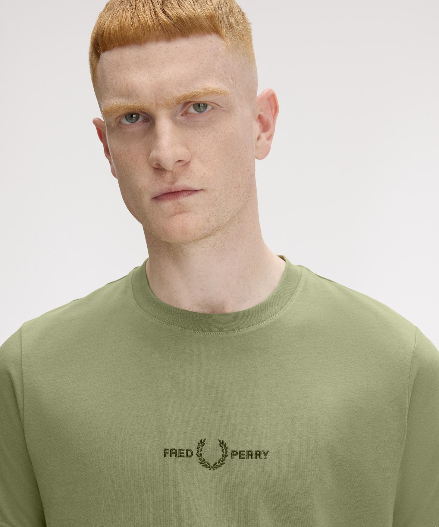 Fred Perry [Sport] Embroidered T-Shirt - Olive Mint Afpm2514580-X88 Olive Mint/L