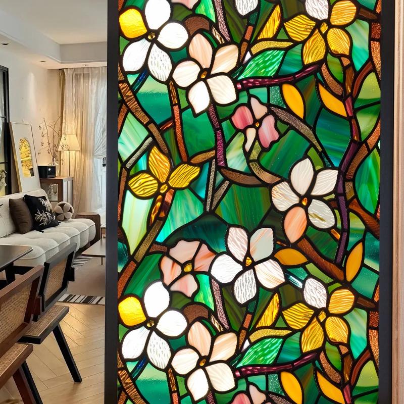3D Laser Recyclable Window Privacy Film No-glue Window Film Decorative Protection Static Cling Stained Glass Home Sticker