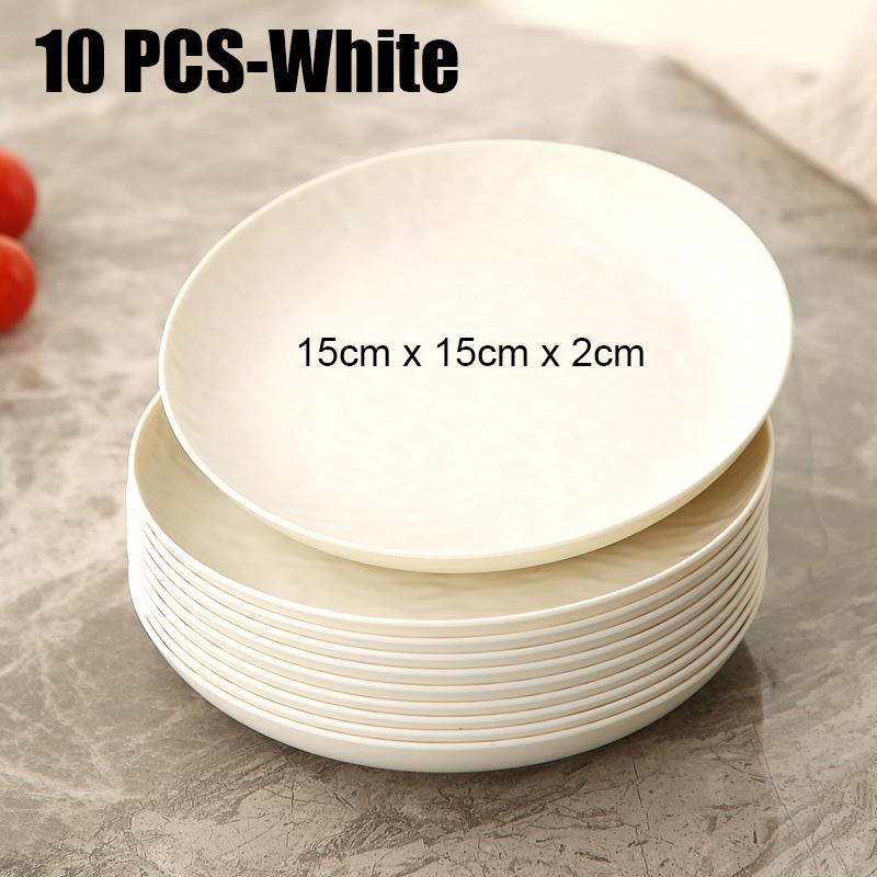 

10 PACK 6.1 inches Wheat Straw Plates, Unbreakable Plastic Dinner Plates, Reusable Lightweight Small Plates for Dessert and Snacks бежевый