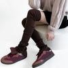 Japanese Ballet Styles Thigh High Leg Warmer Ribbed Knitted Split Buttons Over Knee Footless Socks for Fashionable Women