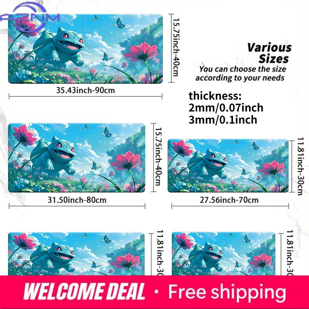 Cute Floral Bulbasaur Gaming Mouse Pad NonSlip Desk Mat 30x80x0.2cm