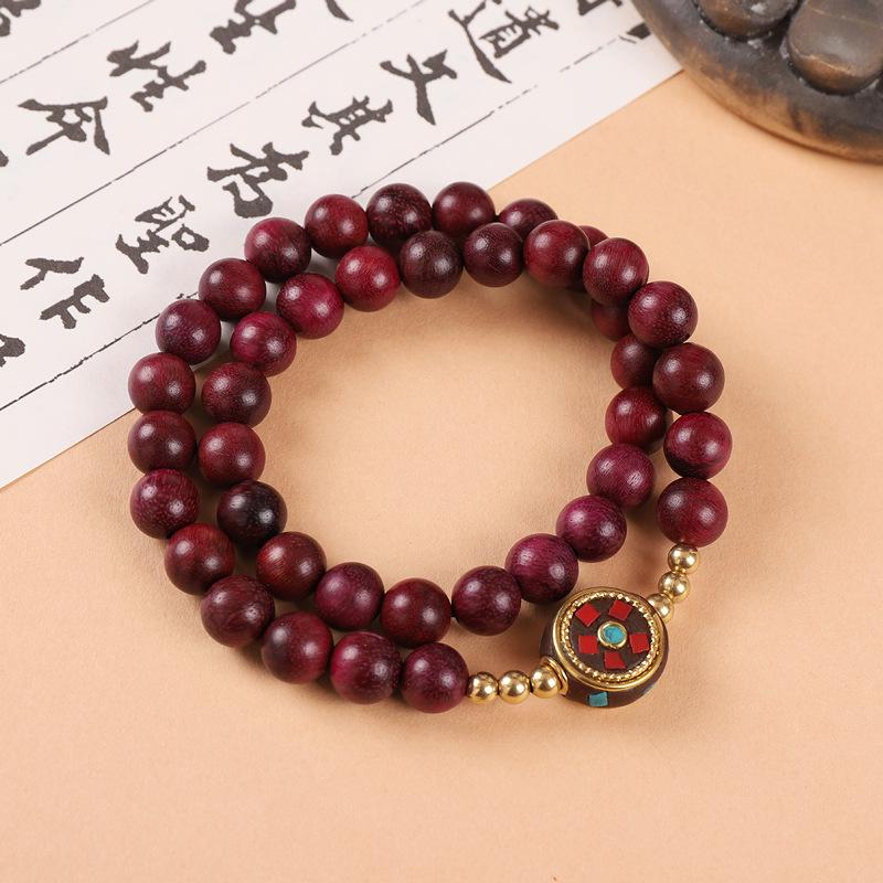 Sandalwood Bodhi Seed Double-Strand Bracelet - Tibetan Retro Ethnic Style for Men and Women