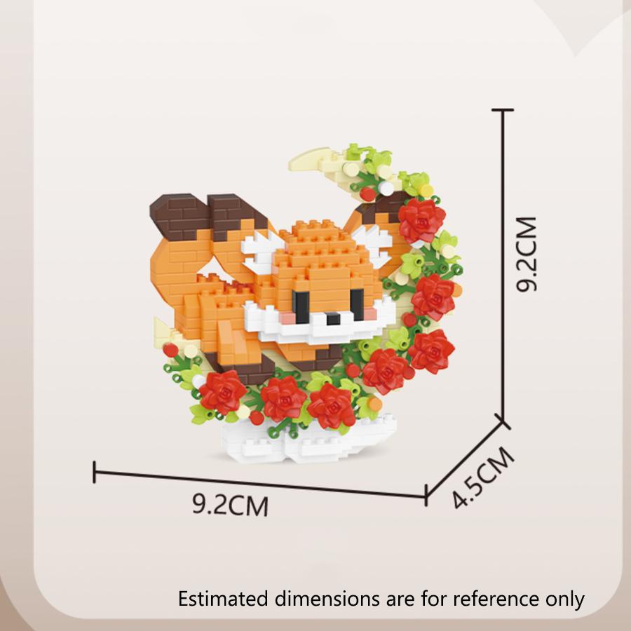 Cute Pets With Flowers Micro Building Blocks Cartoon Figures Animals Cats Panda Sanrio Disney Ornament Christmas Gifts
