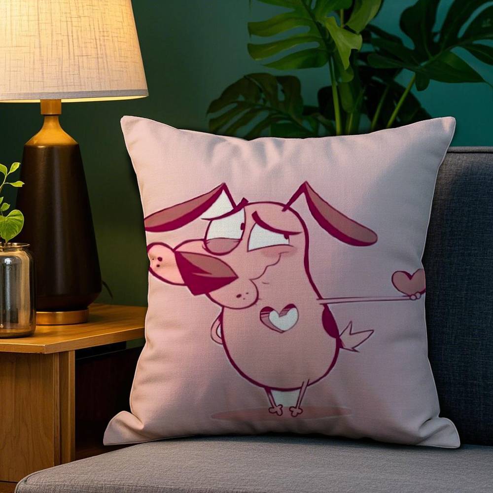 Cartoon CCourage Cowardly Dog Pillow Case Sofa Living Room Bedroom Doublesided Printing Square Cushion Nap Time Pillow Case
