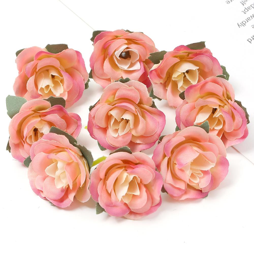 10/20Pcs 3.5cm Mini Rose Artificial Flowers Heads for Home Decor Garden Wedding Decoration Fake Flowers DIY Craft Accessories