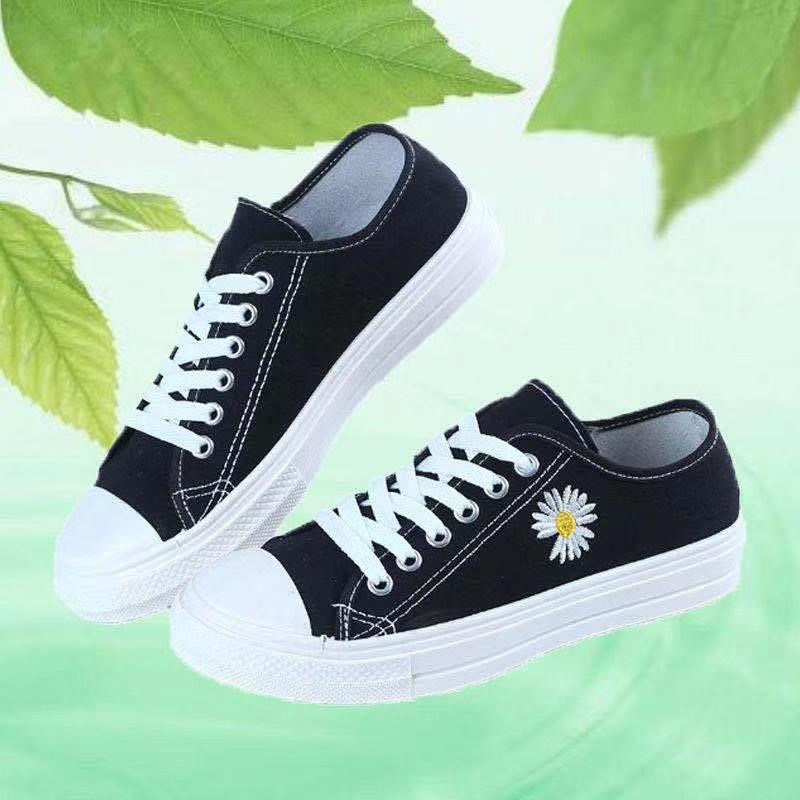 Canvas Shoes, Female Student Casual Shoes, Flat Bottomed Board Shoes, Lace Up Thick Soled Shoes