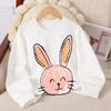 Kids Crewneck Sweatshirt, Pink Bunny Face with Orange Ears Graphic Print,Spring Autumn Casual Sport Tops