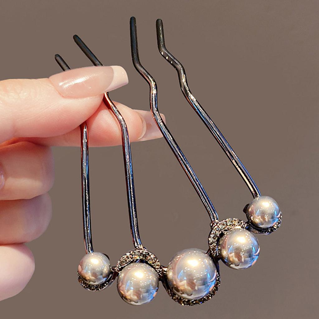Moderner minimalistischer Haarstab mit Perlenverzierung, multifunktionale U-förmige Haarnadel für lässiges oder Hanfu-Styling