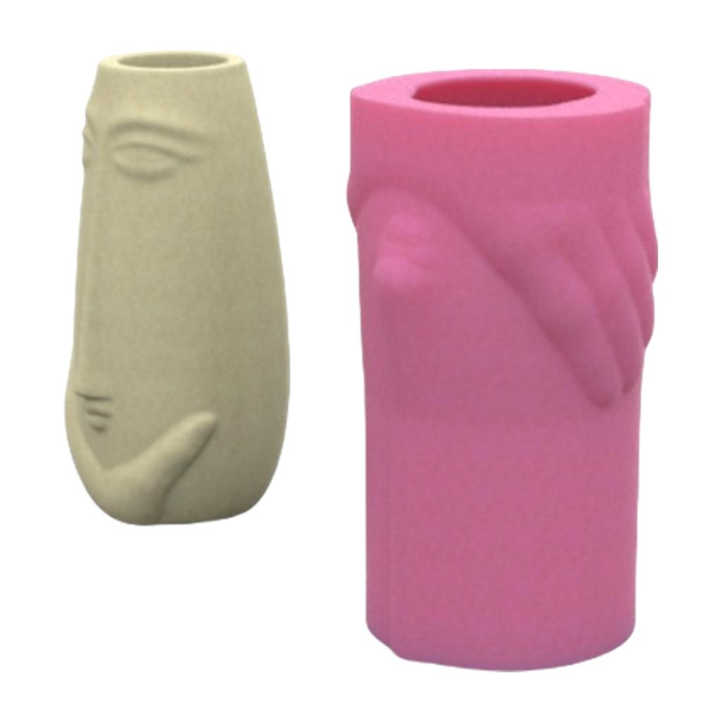 Succulent Vase Moulds Flowerpot Mold Human Face Shape Plant Pots Mold Pen Storage Holder Moulds Suitable for Crafting