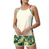 Tankini Swimsuit for Women Plus Size Bathing Suit Two Piece Athletic Swimwear Beach Short Set with Pockets