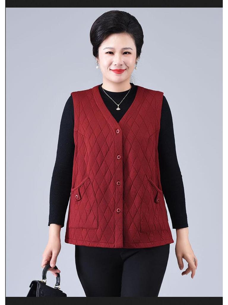 Gilet Lâche Grande Taille Mode Printemps pour Femmes d'Âge Moyen et Âgées