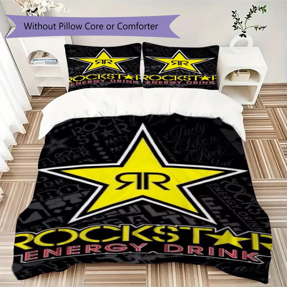 Rockstar Energy Pattern Bedding uilt Set uilt Cover Pillowcase Home Decoration Birthday Gift (1 * duvet cover + 2 * pillowcase without core)133