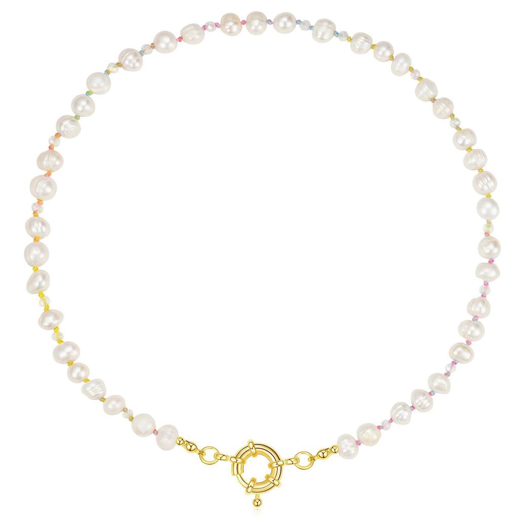 Handwoven Stone Necklace Fashion Accessory Colorful Neck Jewelry Colorful Beads Necklace for Parties and Casual Wear