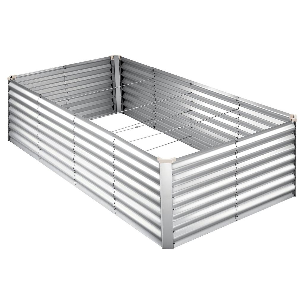 Galvanized Raised Garden Bed, 2400 X 1200 X 620 Mm, Rectangular Metal Planter Box Kit Outdoor, Bottomless Elevated Planting Box with Gloves, Alu-Zinc,