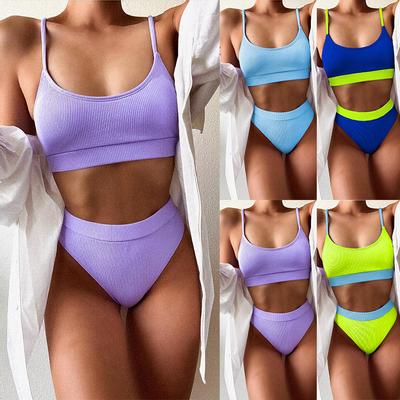 Damen High Waist Zweiteiliger Badeanzug Gepolsterter Push-Up Bikini Set Badeanzug Bademode