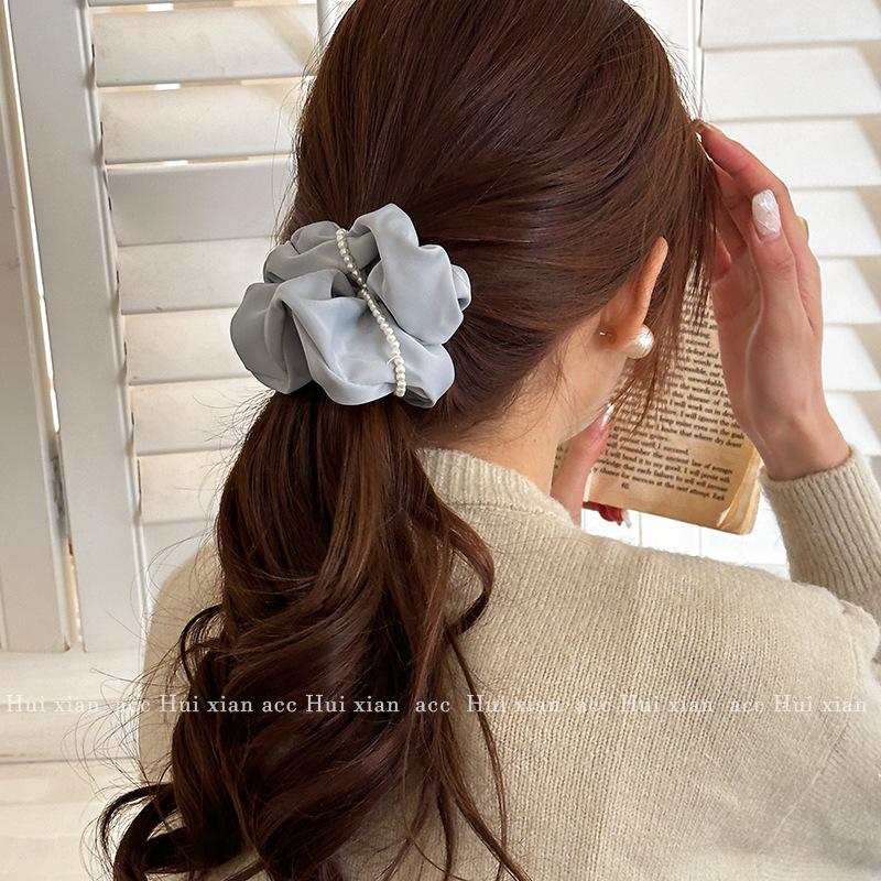 Elegant Pearl-wrapped Satin Large Intestine Hair Band, Elegant and Fashionable Headband, Hair Tie, Hair Flower and Hair Accessory