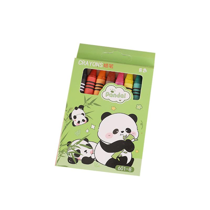 New8/12 Colors Cartoon Panda Multi-Color Crayons Creative Gift Students Children Painting Stationery Washable Oil Painting Stick