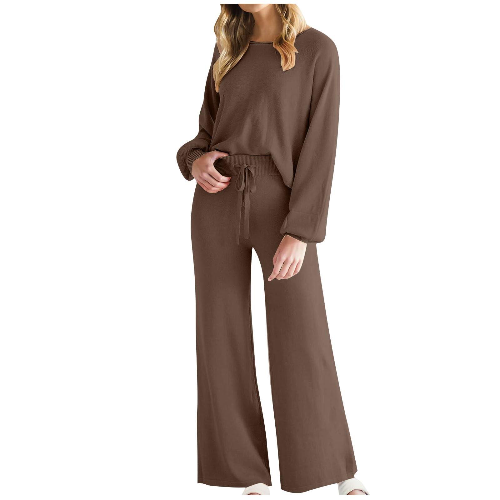 

Женские летние комплекты из 2 предметов, комплекты с длинными брюками, повседневный спортивный костюм, шорты с длинными рукавами, костюм S коричневый