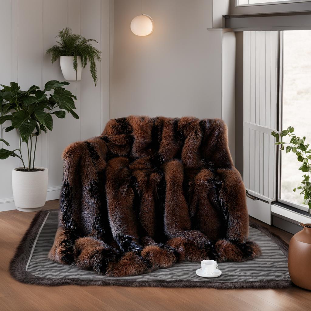 Luxury Faux Fur Blanket High-end Bed Fox Fur Blankets For Beds Plaid on The Sofa Cover Decoration Home Blankets And Throws