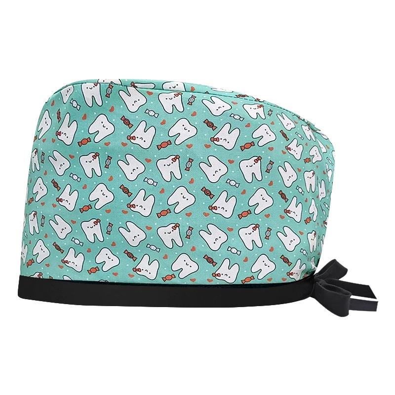 Cartoon Arzt OP-Saal Muster Bedruckte Schwesternhaube Laborhaube Tierklinik OP-Haube Unisex Zahnarzt OP-Haube