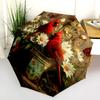 Flower Bird  Pattern, Automatic Folding Umbrella, Portable and Foldable Design, 8 Ribs, a Christmas or Birthday Gift.