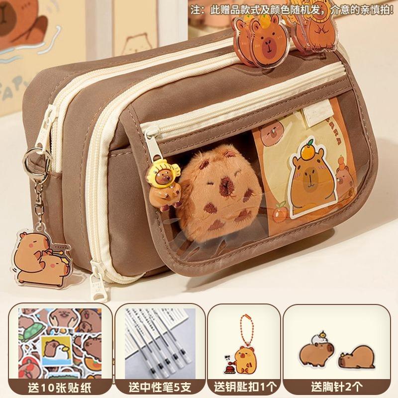 Capybara Pencil Case Large Capacity Multi-Layer Cute Stationery Bag for School Girls Kids Pen Pouch Organizer