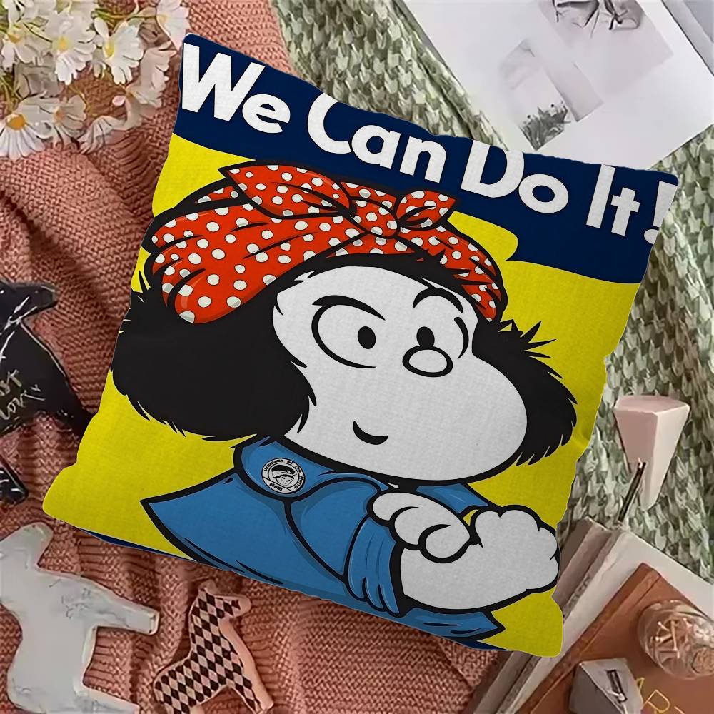 Cute Cartoon Mafalda Vintage Cushion Cover Polyester Sofa Cushions Decorative Throw Pillows Home Decoration Pillowcover